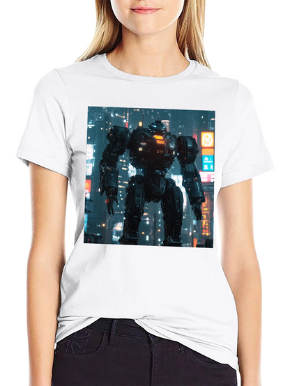 Sci-Fi Robot Graphic Black T-Shirt