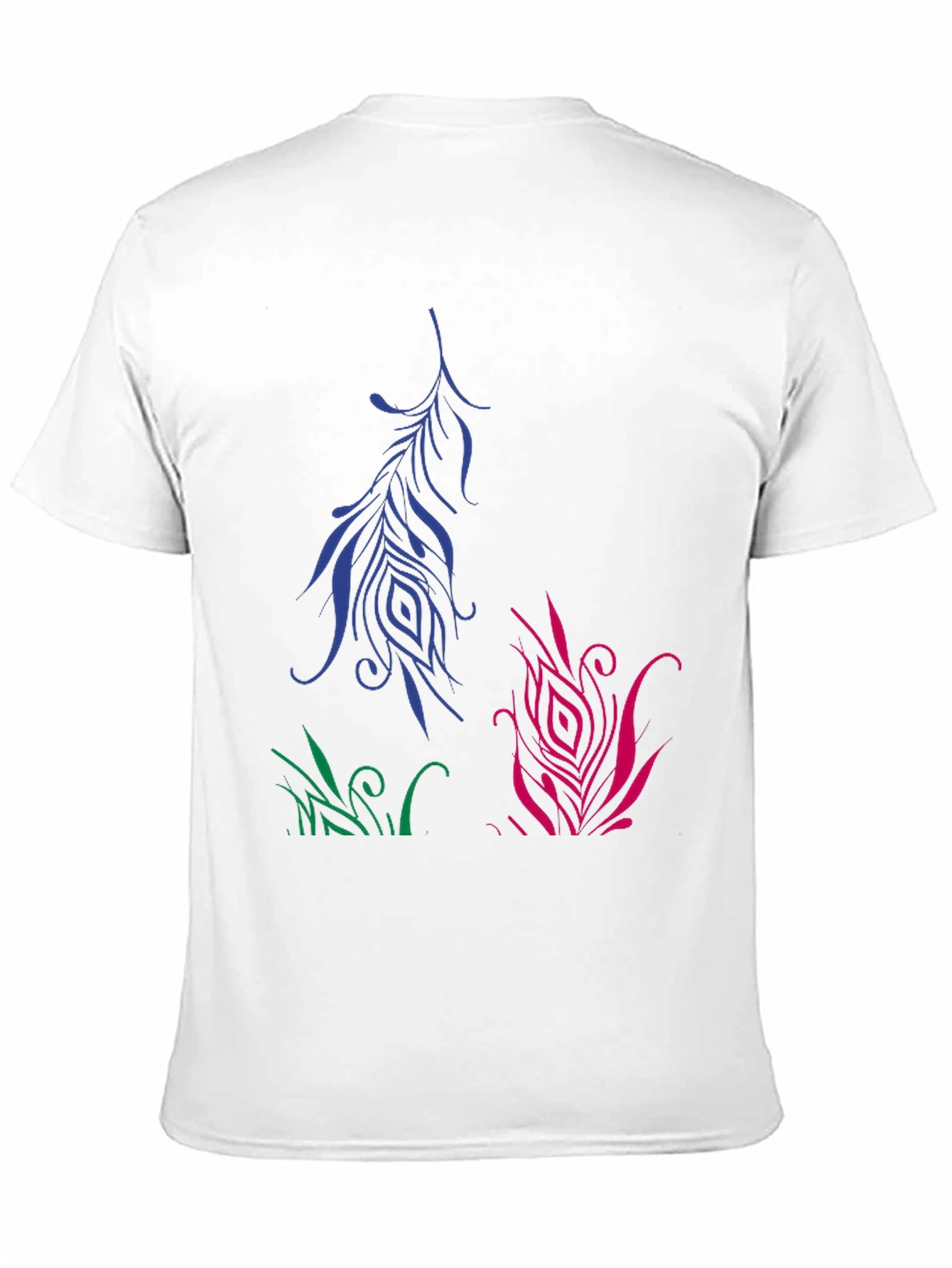 Artistic Feather Design Black T-Shirt