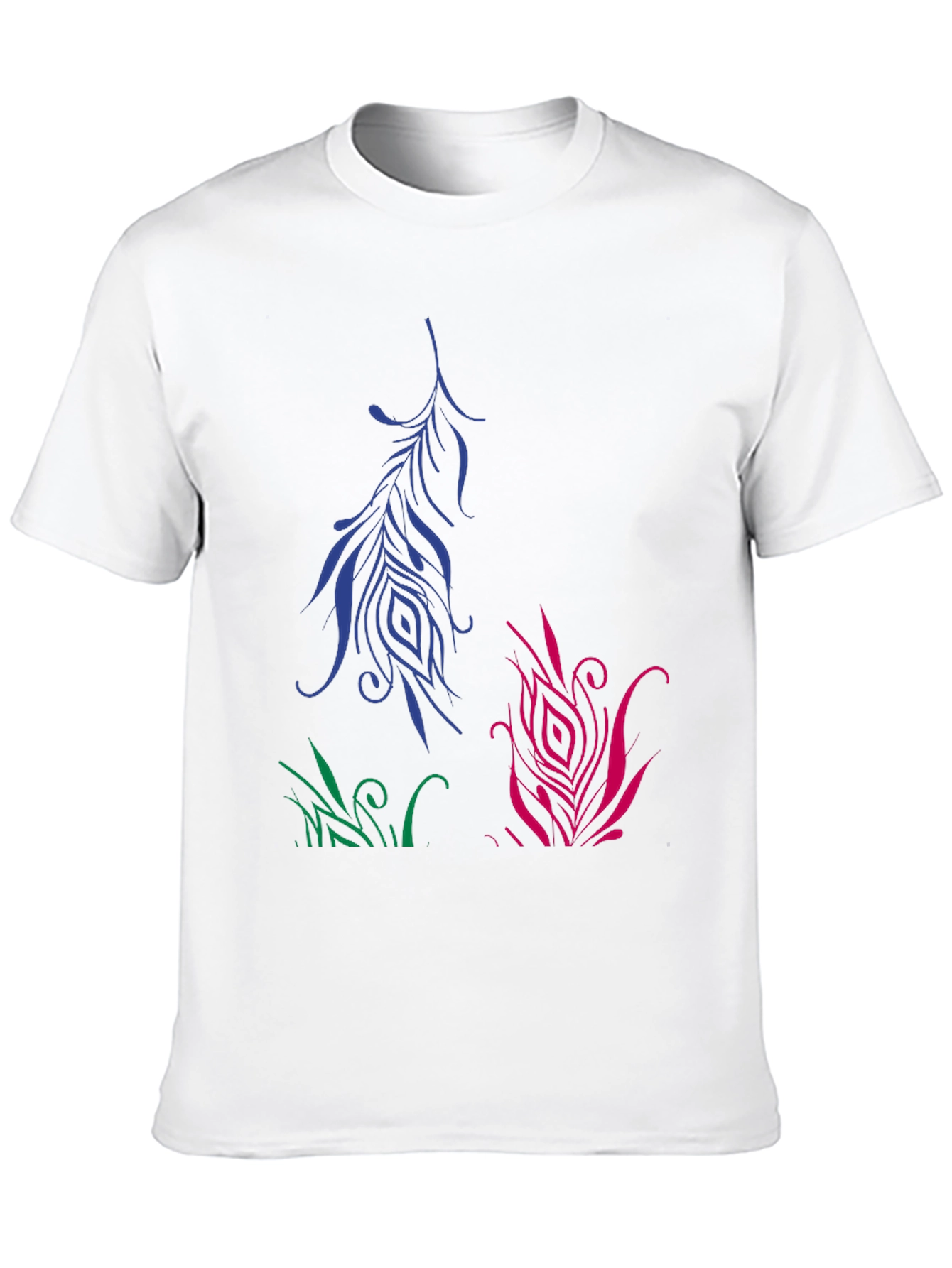 Artistic Feather Design Black T-Shirt