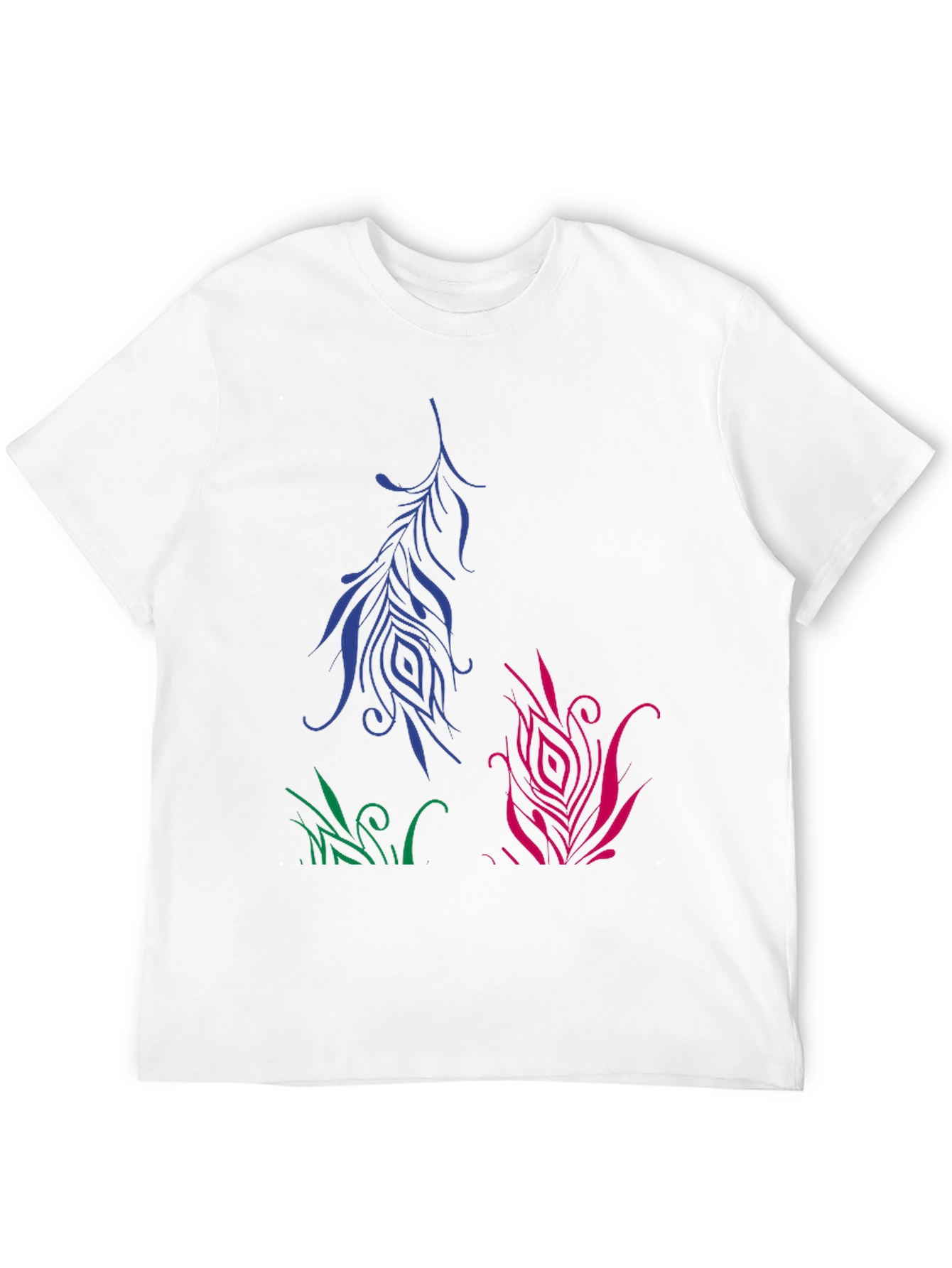Artistic Feather Design Black T-Shirt
