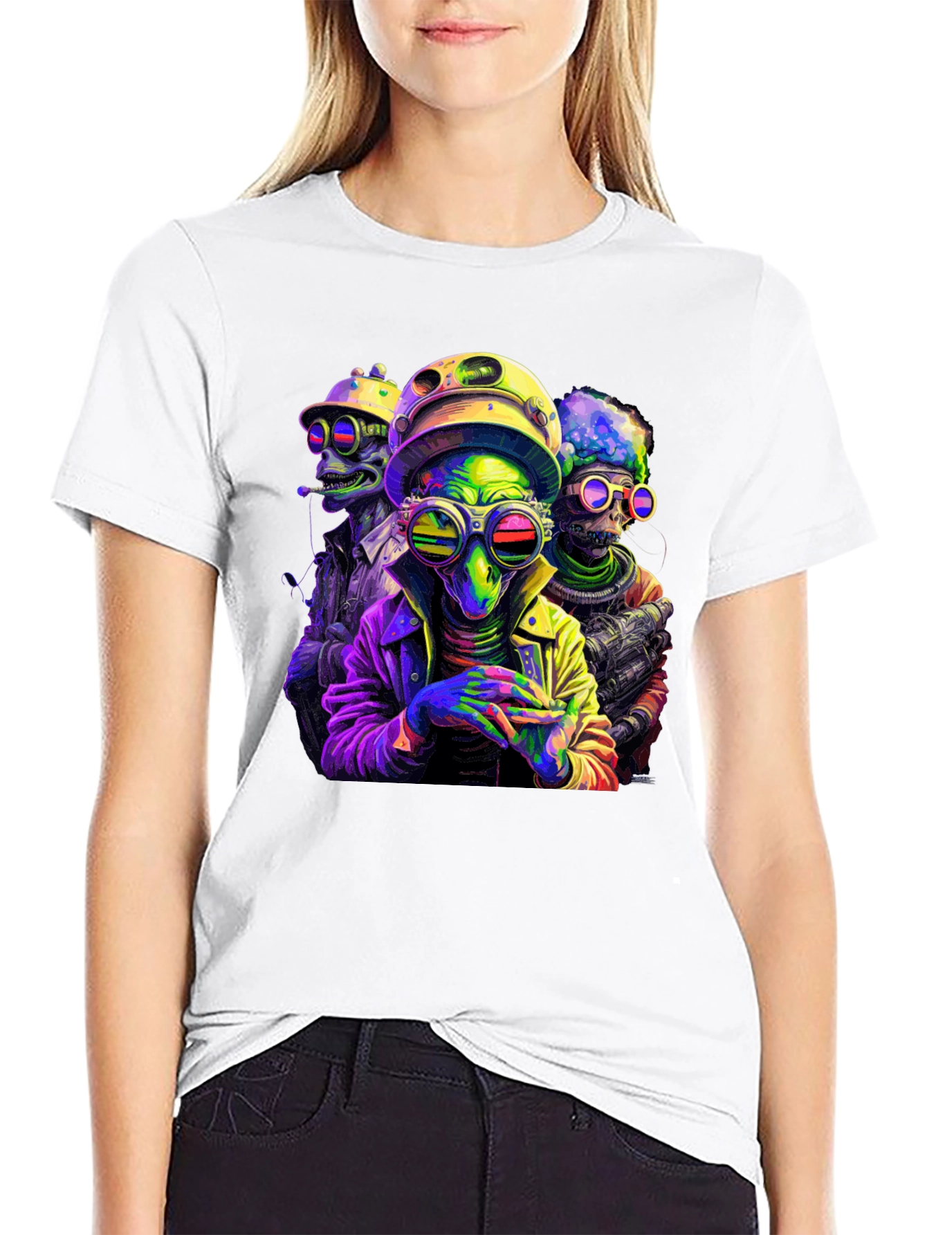 Colorful Alien Crew T-Shirt