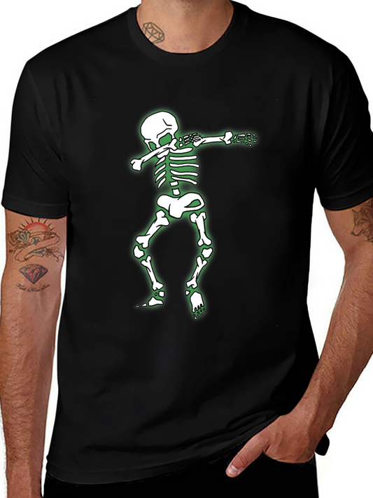 Skeleton Dabbing Graphic Tee - Black Cotton Shirt