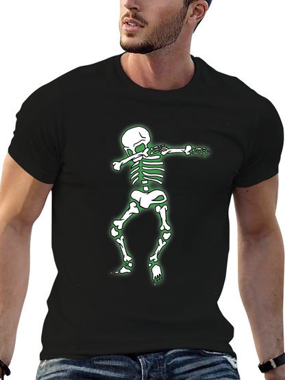 Skeleton Dabbing Graphic Tee - Black Cotton Shirt