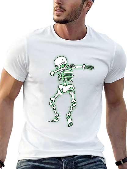 Skeleton Dabbing Graphic Tee - Black Cotton Shirt