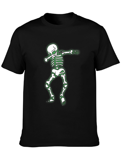 Skeleton Dabbing Graphic Tee - Black Cotton Shirt