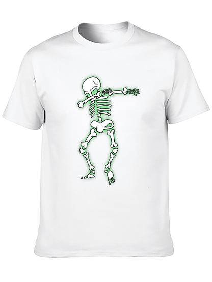 Skeleton Dabbing Graphic Tee - Black Cotton Shirt