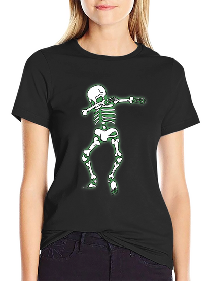 Skeleton Dabbing Graphic Tee - Black Cotton Shirt