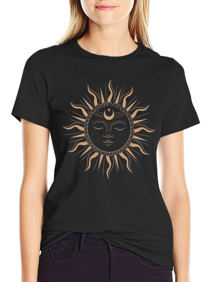 Mystic Sun Graphic Tee - Black Cotton T-Shirt