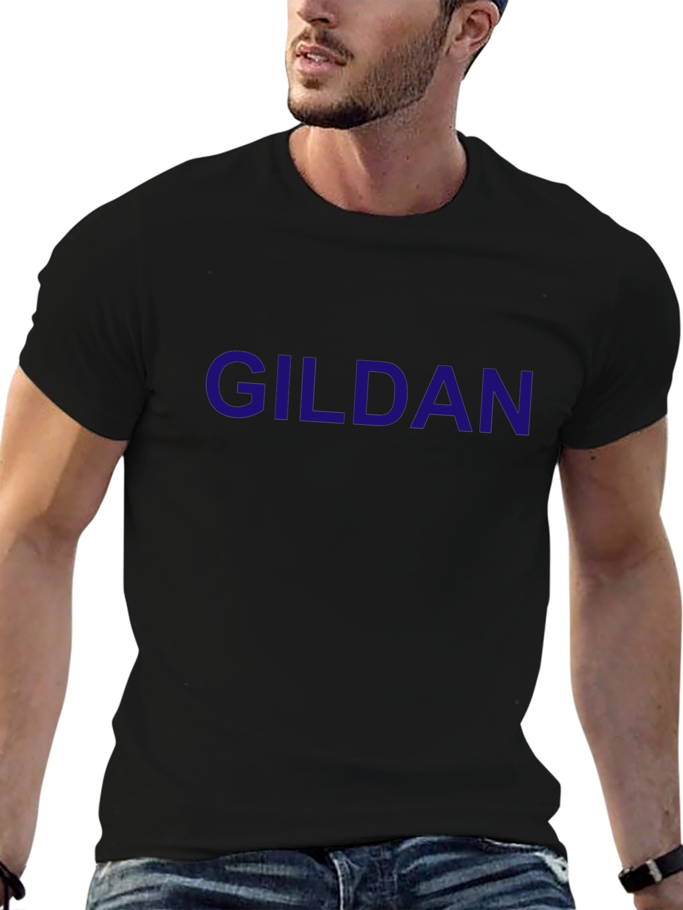 Gildan Mens Black Crew Neck T-Shirt