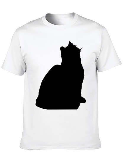 Mens Black Cat Silhouette T-Shirt