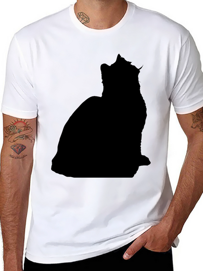 Mens Black Cat Silhouette T-Shirt