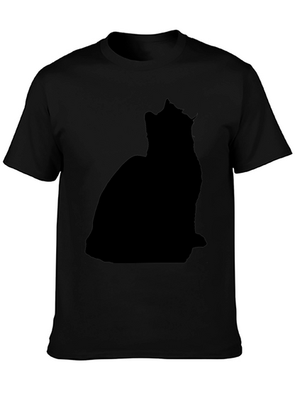 Mens Black Cat Silhouette T-Shirt