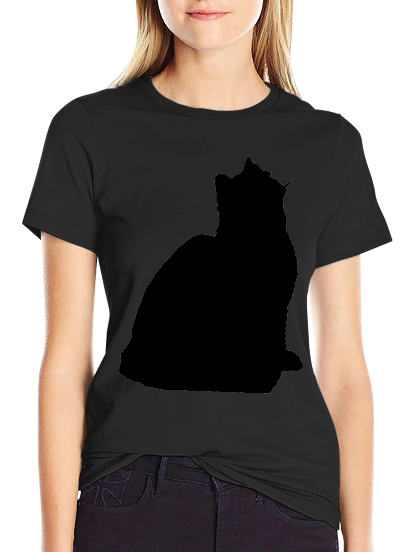 Mens Black Cat Silhouette T-Shirt