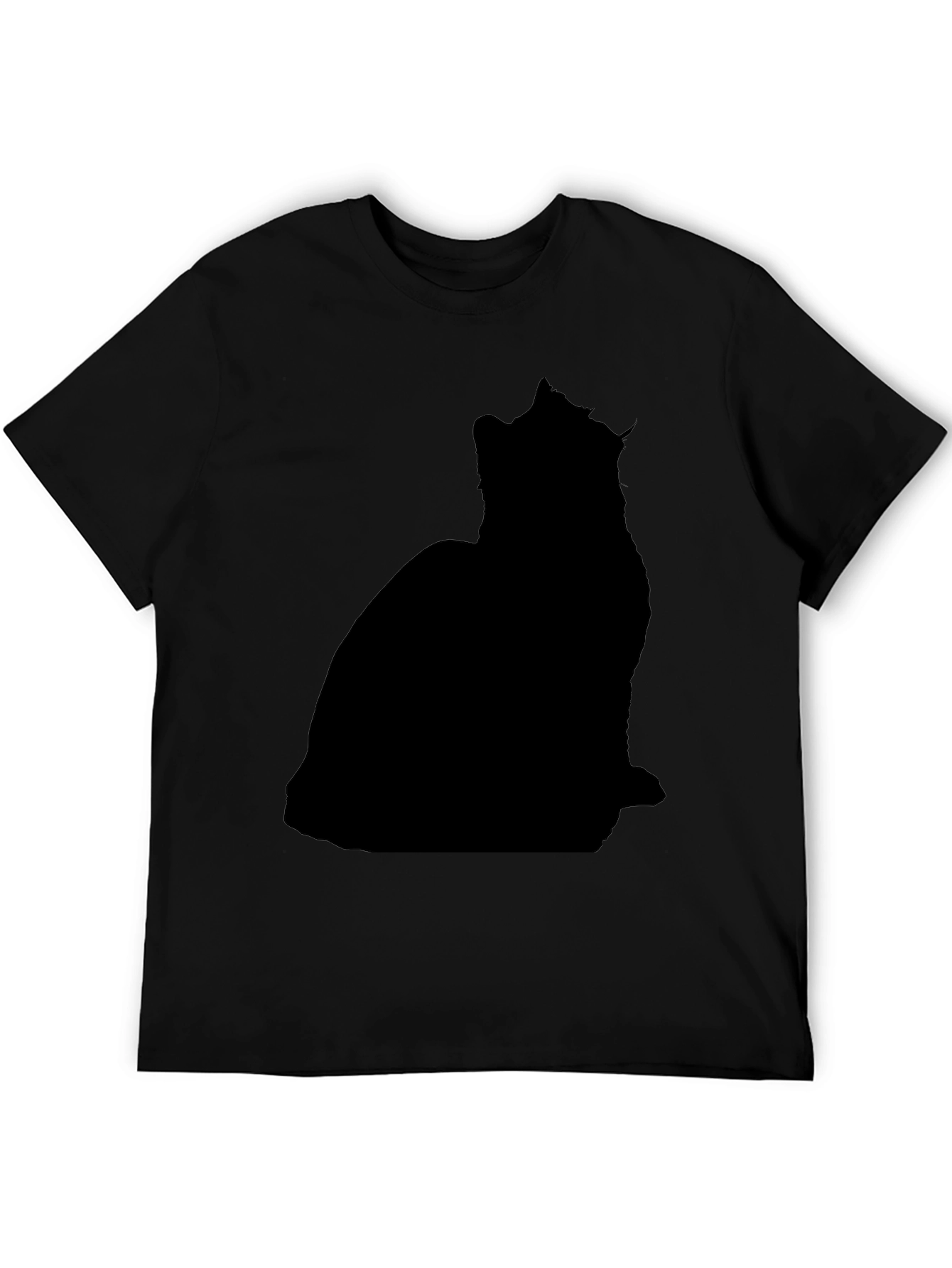 Mens Black Cat Silhouette T-Shirt