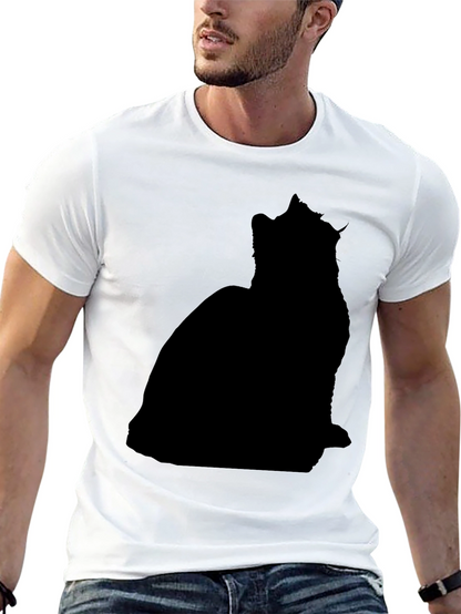 Mens Black Cat Silhouette T-Shirt