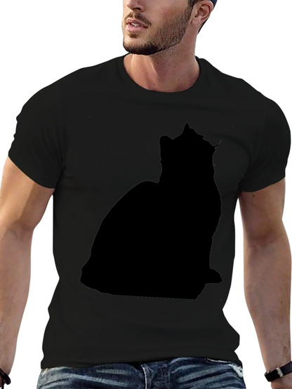 Mens Black Cat Silhouette T-Shirt