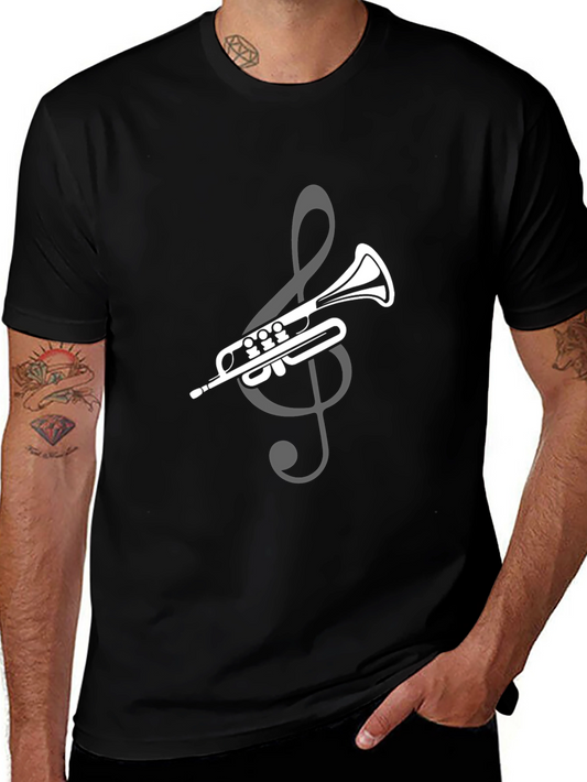 Trumpet & Treble Clef Graphic T-Shirt