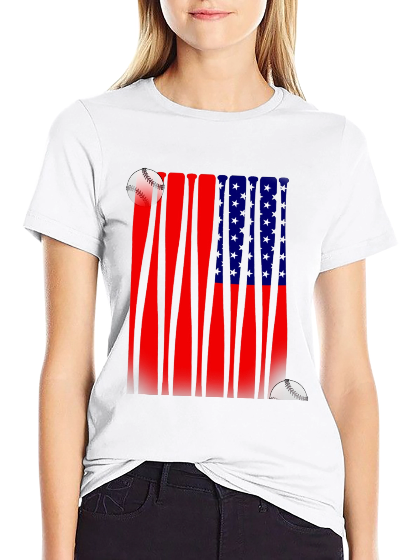 Patriotic Baseball Bat Flag T-Shirt