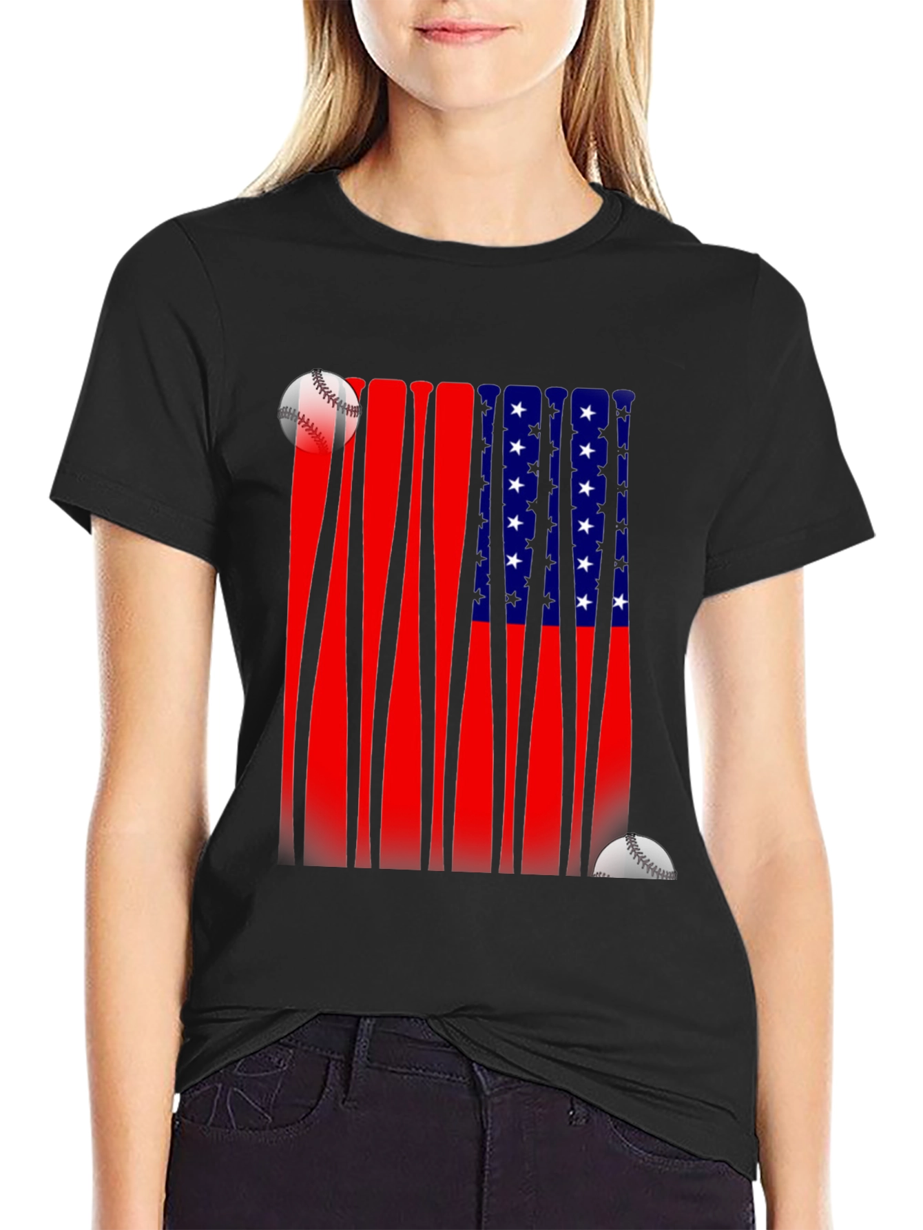 Patriotic Baseball Bat Flag T-Shirt