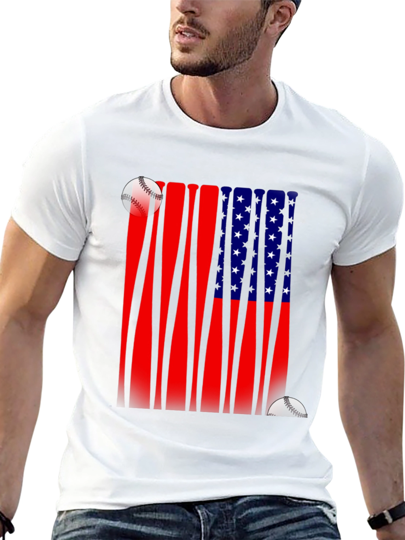 Patriotic Baseball Bat Flag T-Shirt