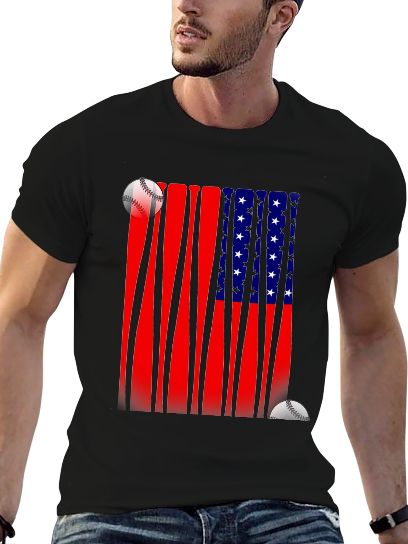 Patriotic Baseball Bat Flag T-Shirt
