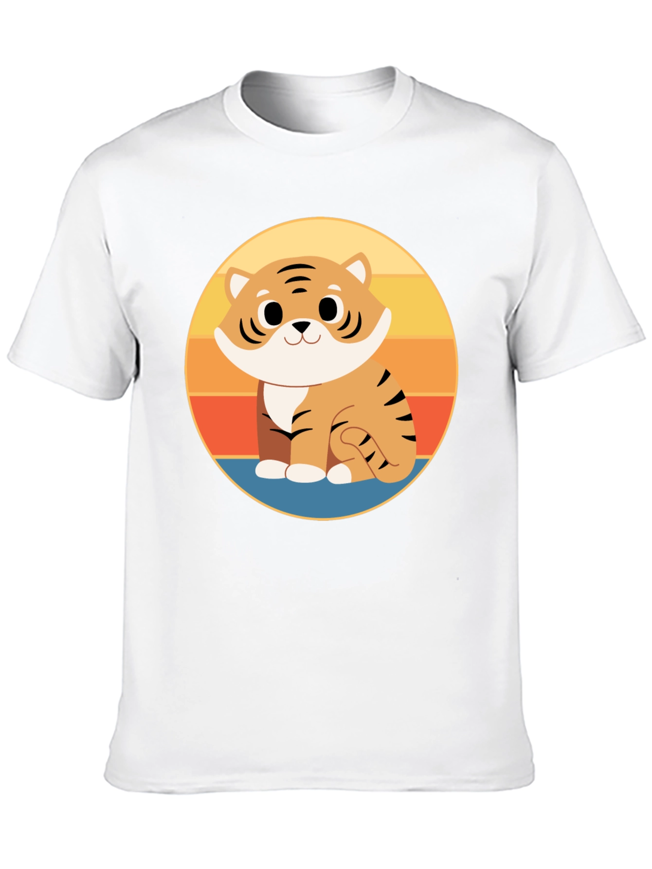 Cute Cartoon Tiger Graphic Tee - Black