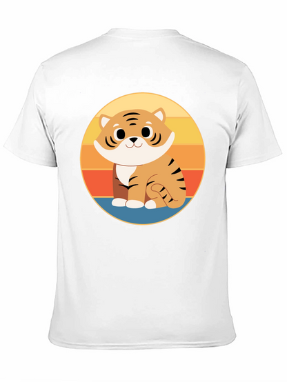 Cute Cartoon Tiger Graphic Tee - Black