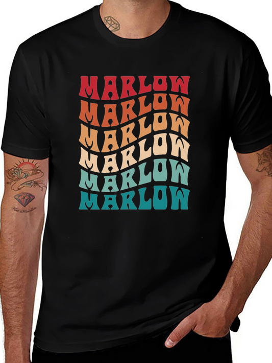 Retro Marlow T-Shirt - Colorful Wavy Text Design