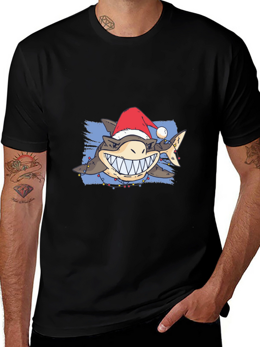Festive Shark Graphic Tee - Holiday Style!