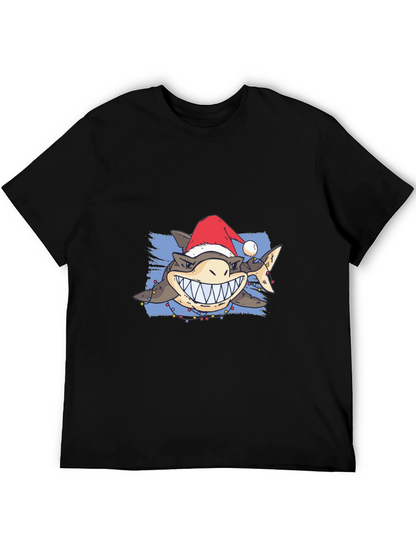 Festive Shark Graphic Tee - Holiday Style!