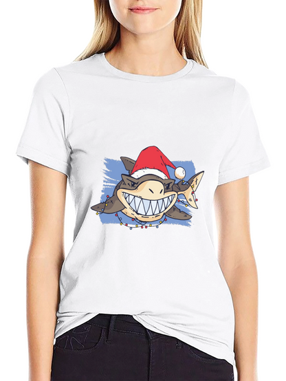 Festive Shark Graphic Tee - Holiday Style!