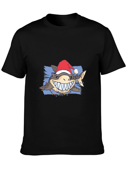 Festive Shark Graphic Tee - Holiday Style!