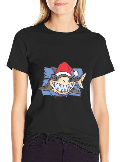 Festive Shark Graphic Tee - Holiday Style!