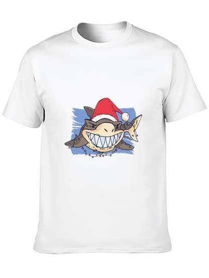 Festive Shark Graphic Tee - Holiday Style!