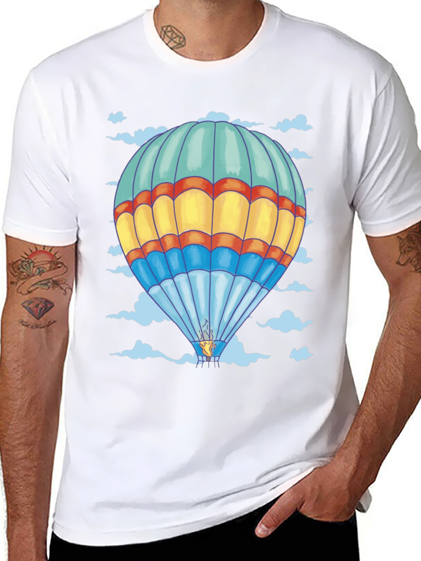 Balloon Print Tee - Black Cotton Comfort