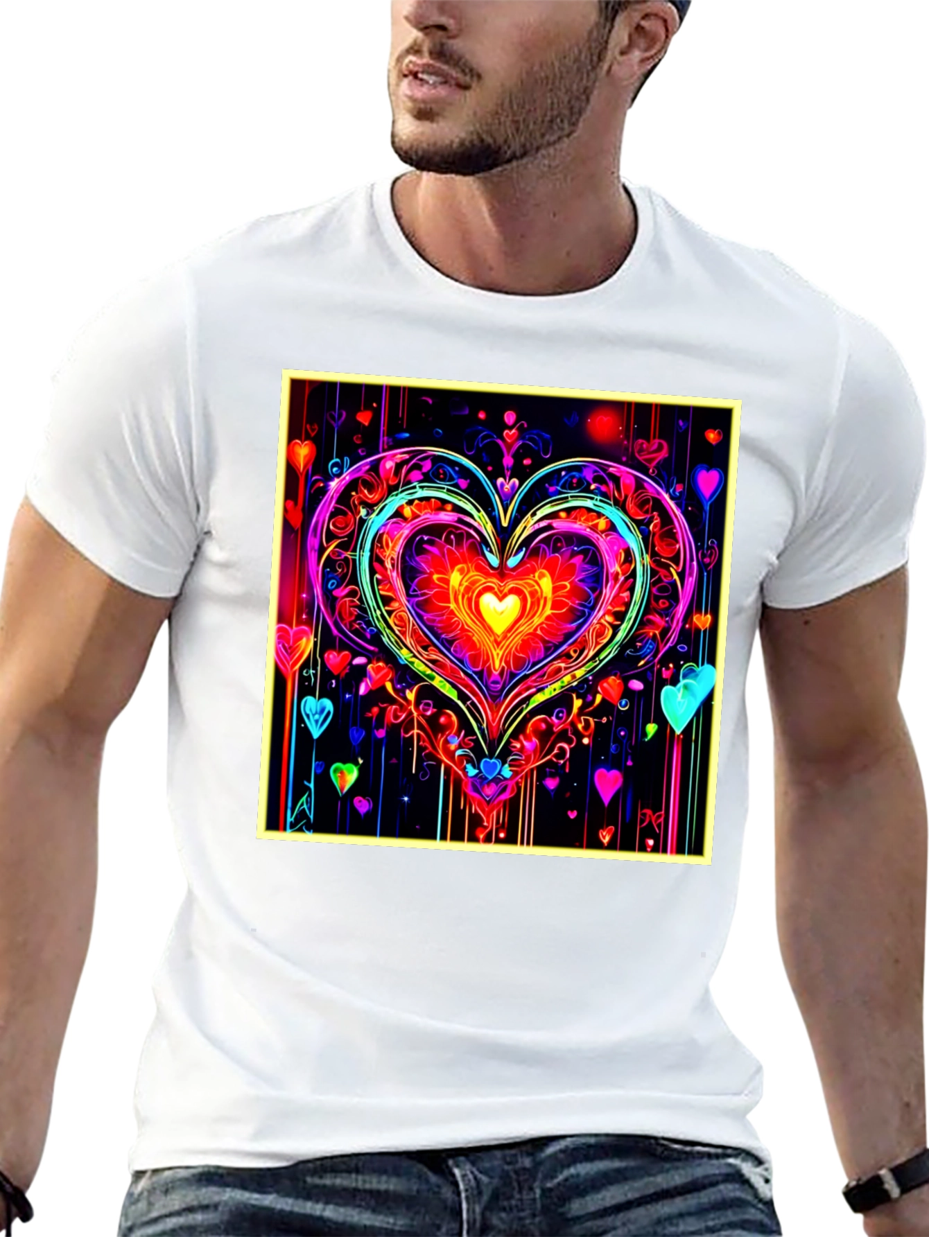 Neon Heart Graphic Tee - Bold & Vibrant