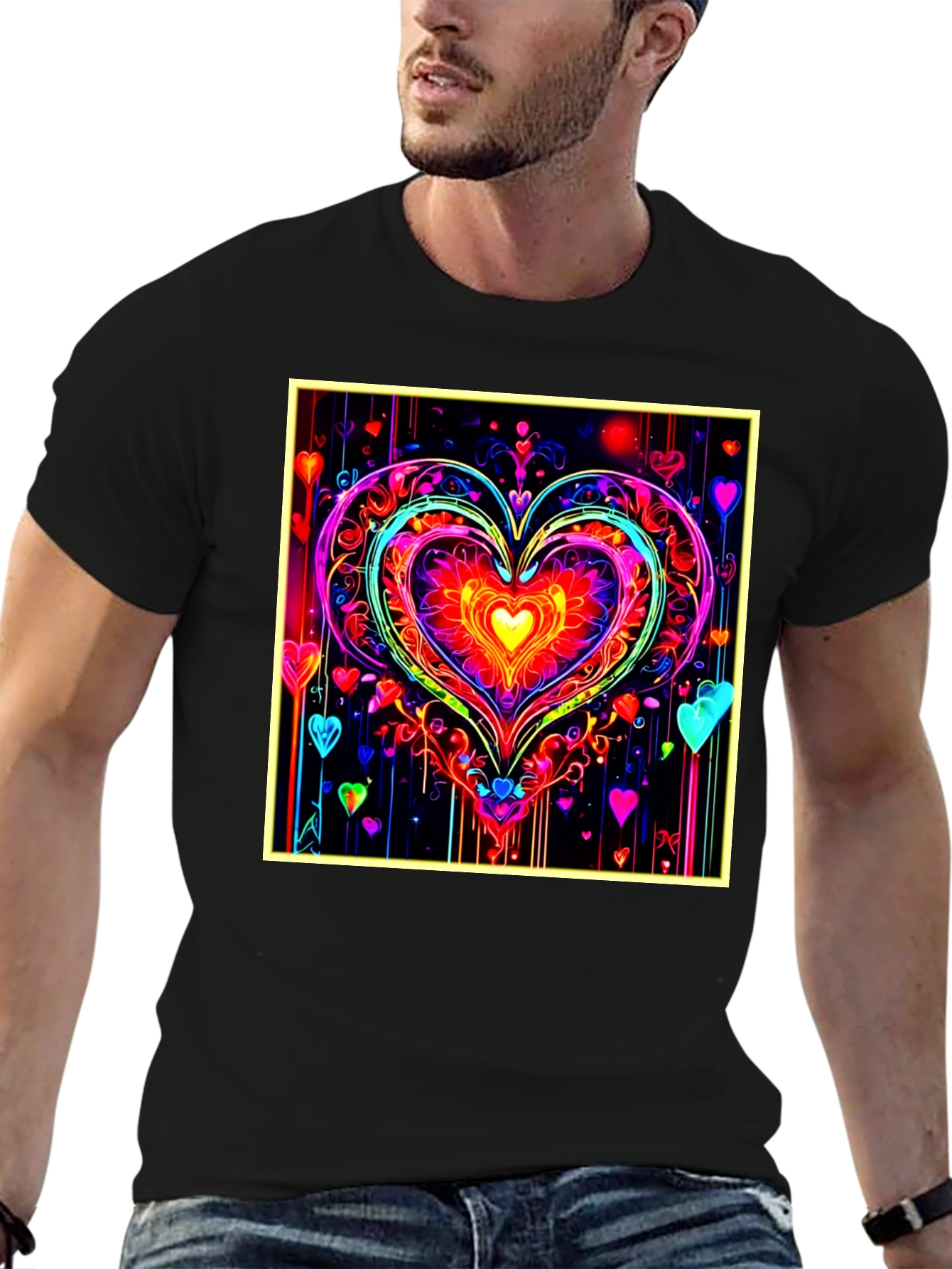 Neon Heart Graphic Tee - Bold & Vibrant