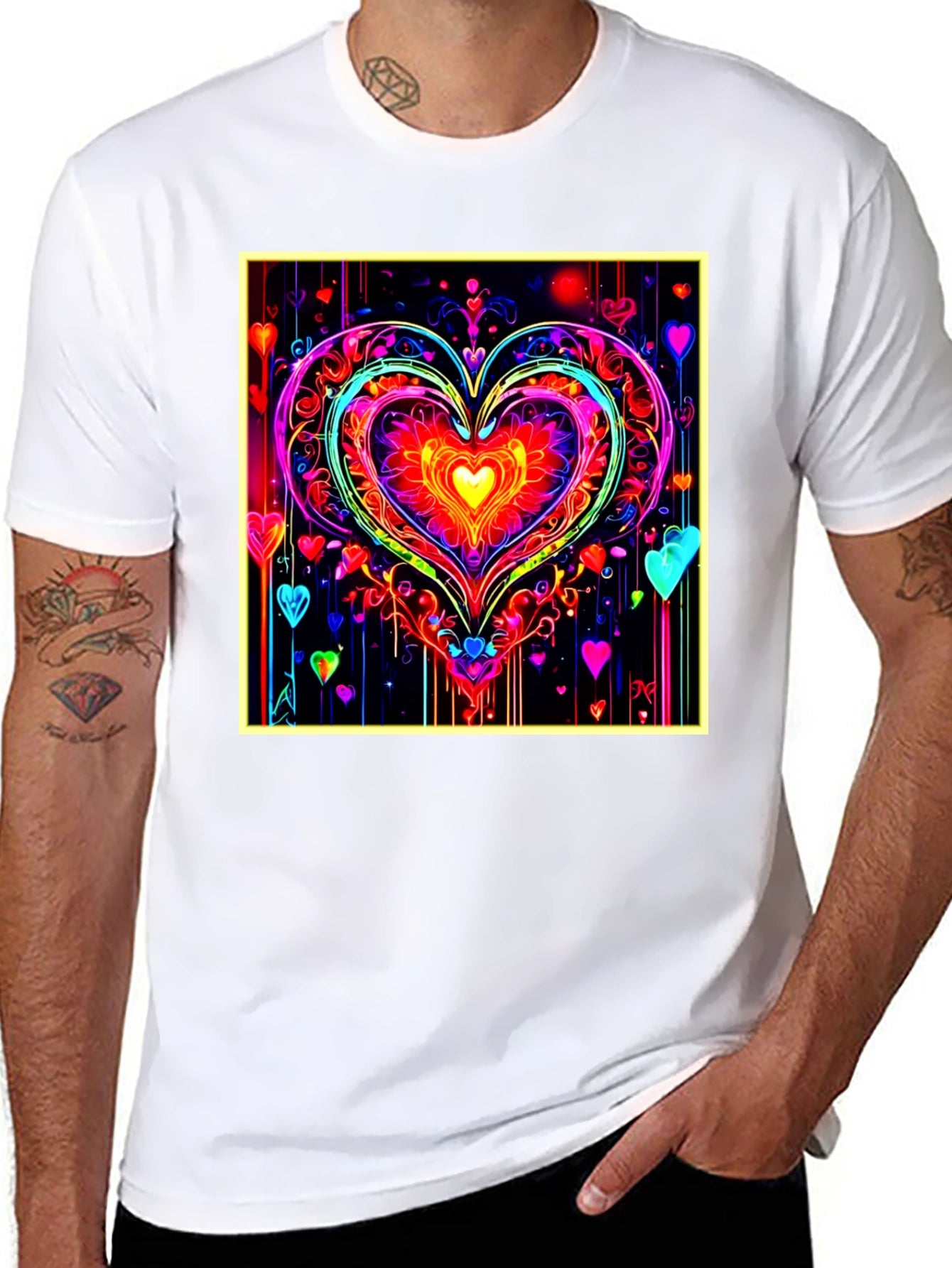 Neon Heart Graphic Tee - Bold & Vibrant