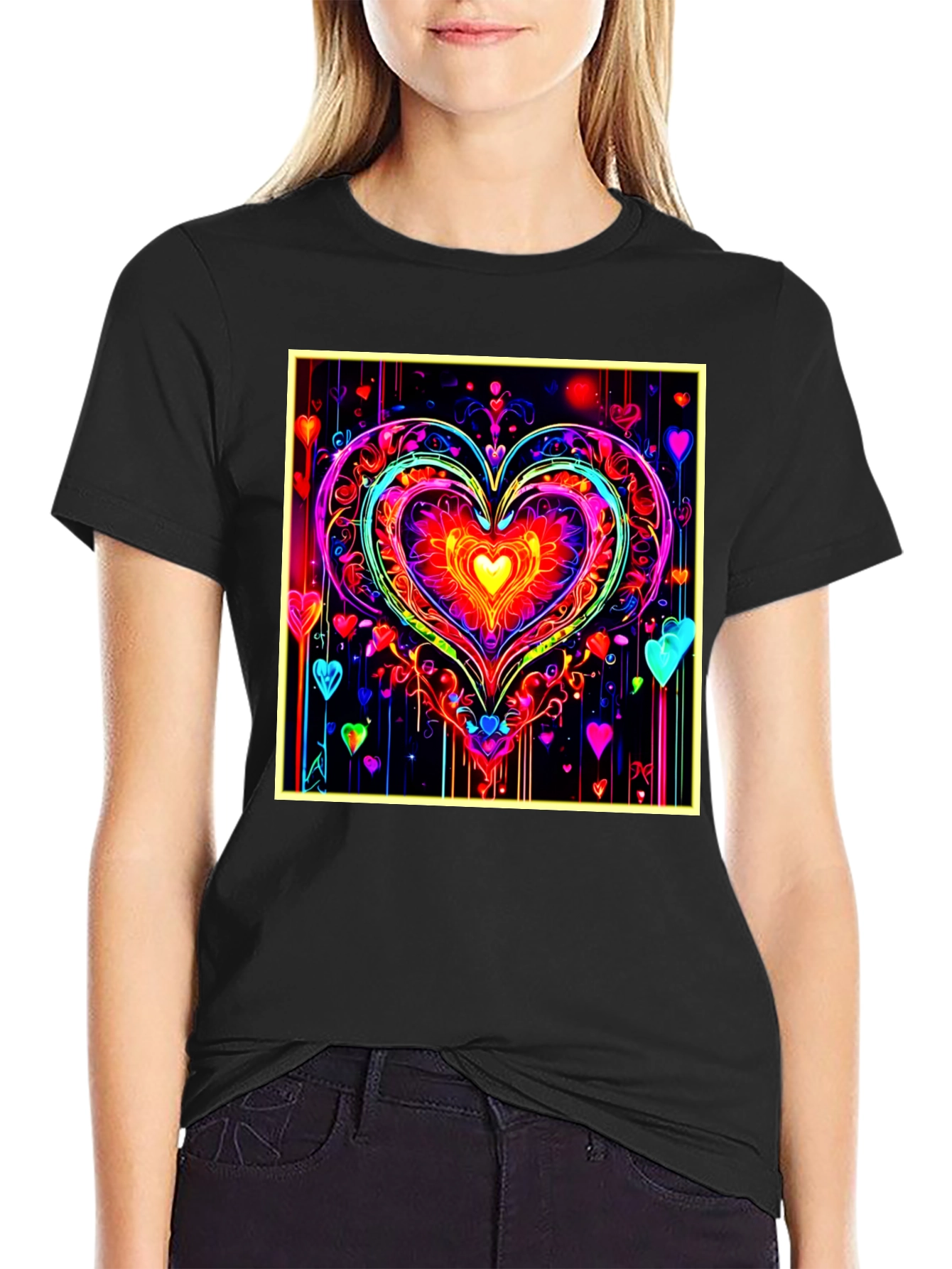 Neon Heart Graphic Tee - Bold & Vibrant