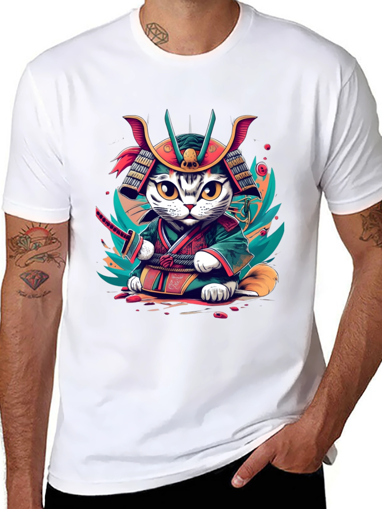 Samurai Cat T-Shirt - Graphic Tee