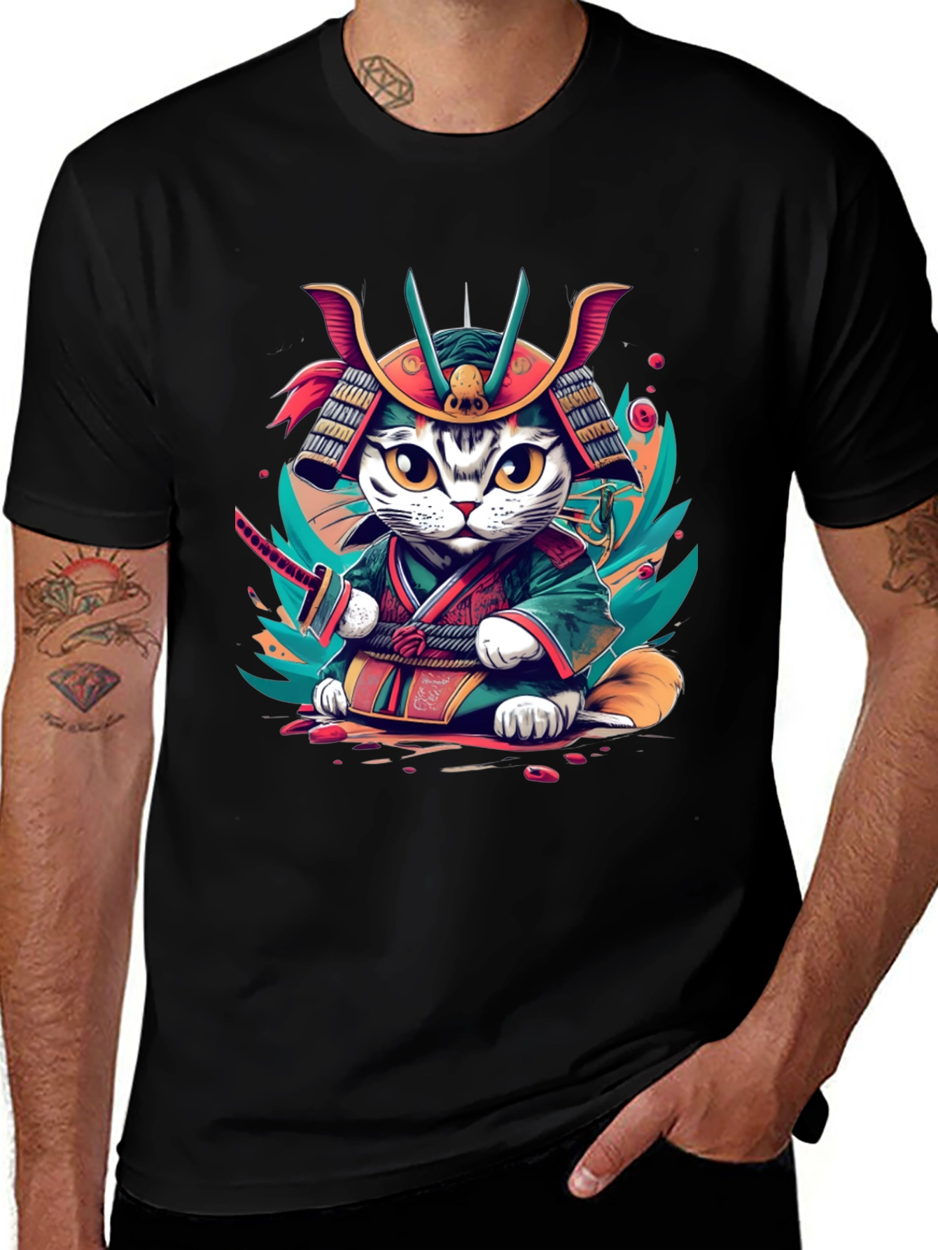 Samurai Cat T-Shirt - Graphic Tee