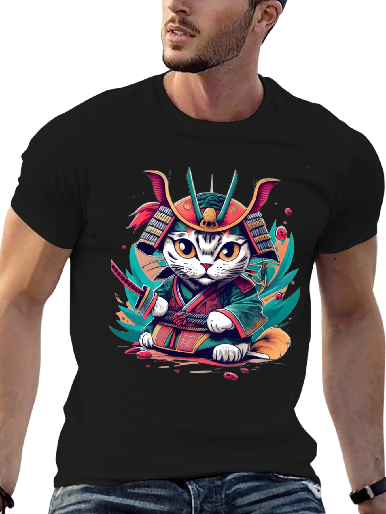 Samurai Cat T-Shirt - Graphic Tee