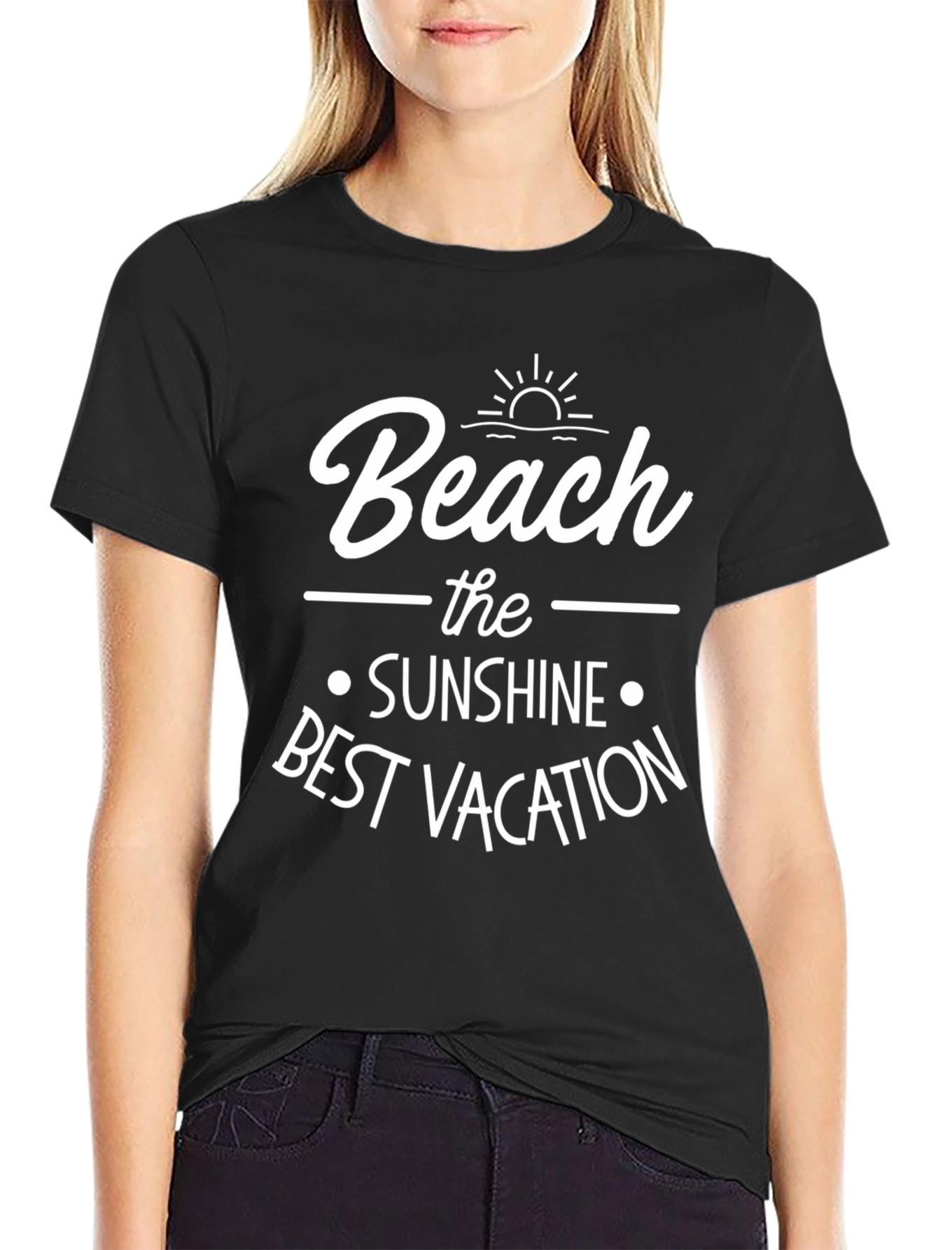 Beach Sunshine Vacation Graphic Tee - Black Unisex T-Shirt