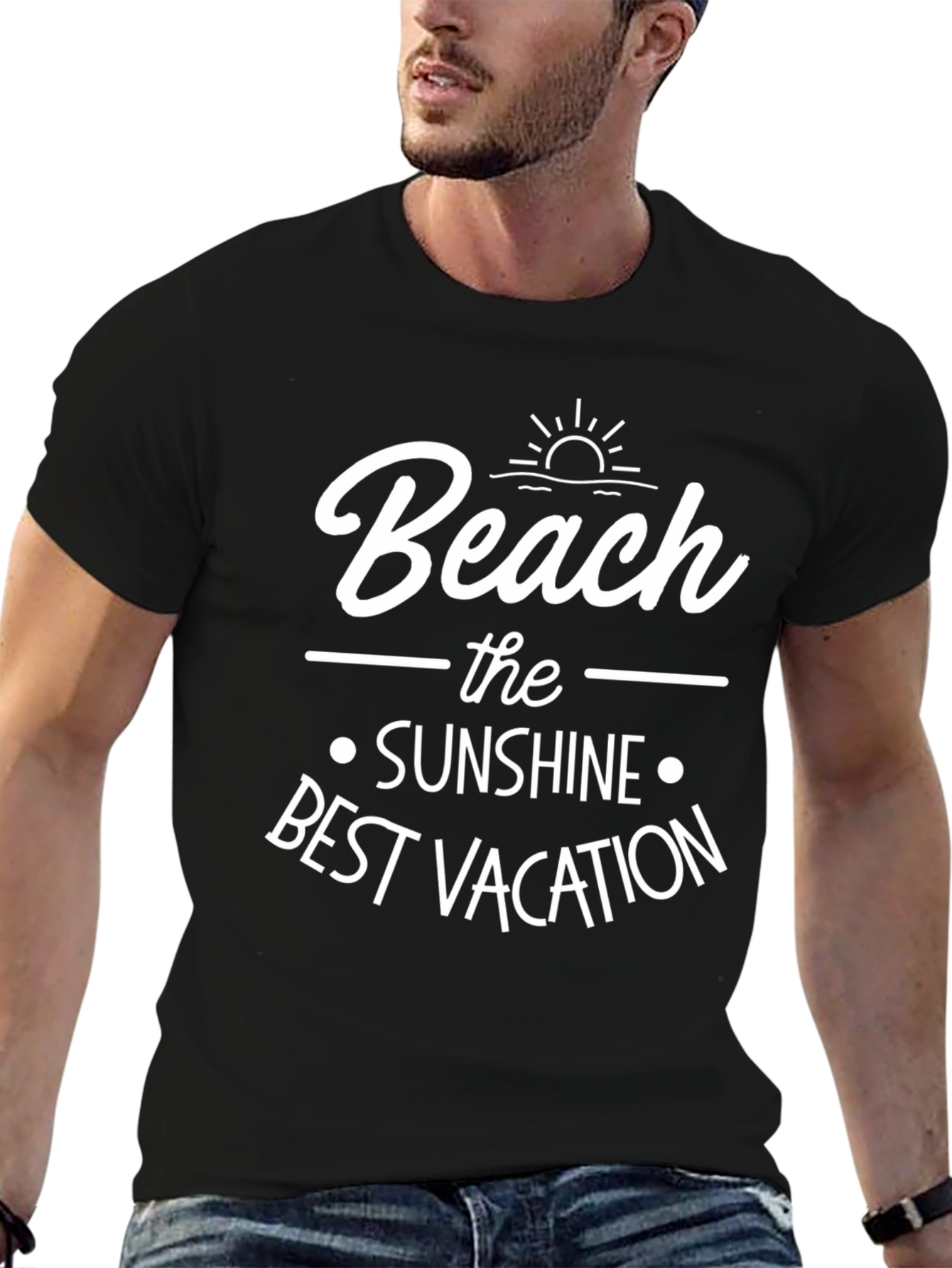 Beach Sunshine Vacation Graphic Tee - Black Unisex T-Shirt