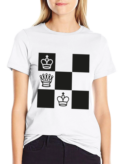 Chess Piece Patterned Graphic Tee - Black
