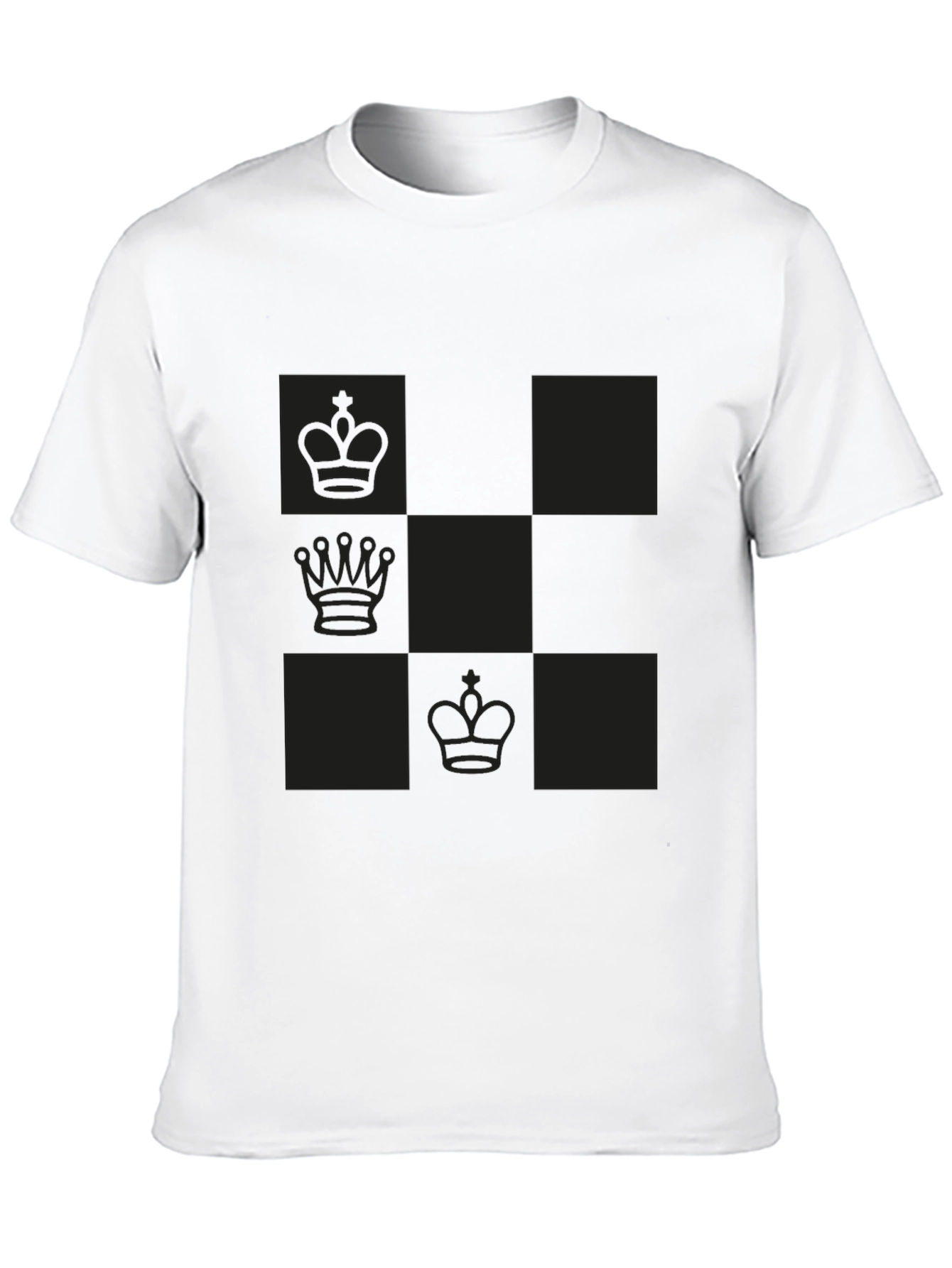 Chess Piece Patterned Graphic Tee - Black