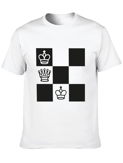 Chess Piece Patterned Graphic Tee - Black