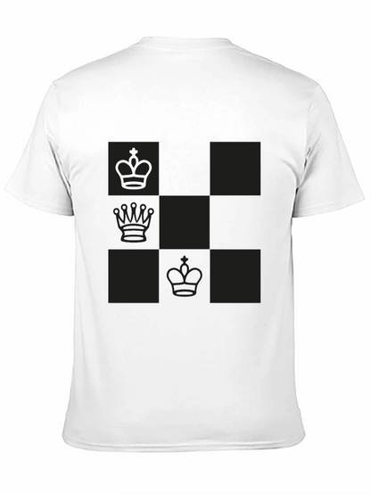 Chess Piece Patterned Graphic Tee - Black