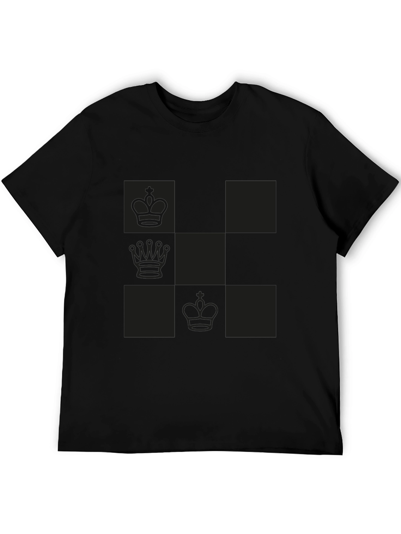 Chess Piece Patterned Graphic Tee - Black