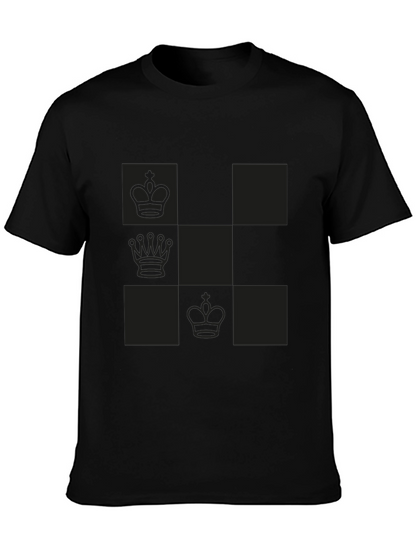 Chess Piece Patterned Graphic Tee - Black